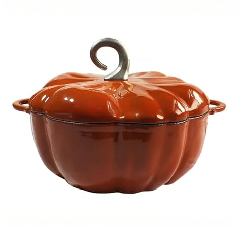 Horno holandés de calabaza Olla de hierro fundido esmaltado, horno holandés, diseño calabaza, recubrimiento creativo, antiadherente, con tapa