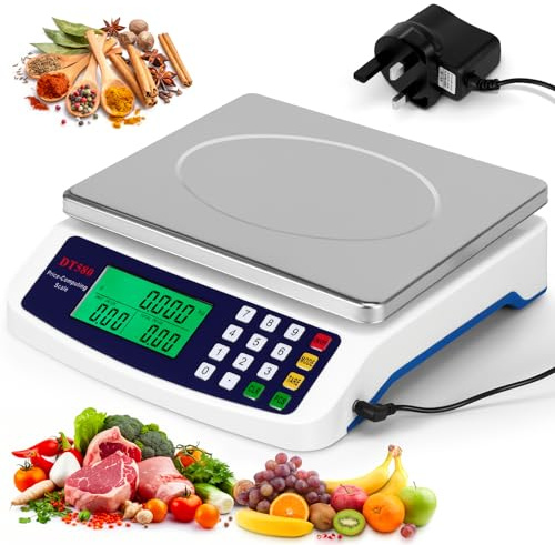 Bryzal Commercial Scale 30kg/1g with LCD Display and 2 Power Supply Methods | Electronic Kitchen Scale Multifunctional Digital Food Scale for Baking Bread Cooking Shop Retail