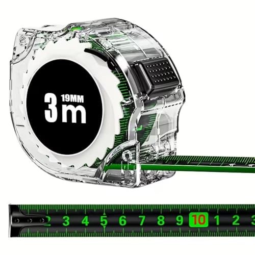 Mètre Ruban Autobloquant 3 m x 19 mm – Haute Précision, Ruban Résistant et Imperméable avec Clip Ceinture & Cordon Anti-Chute – Outil Multifonction pour Bricolage, Bureau, Maison & Usage Industriel