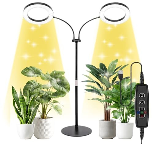 Luz de Crecimiento con LED para Plantas de Interior, Grow Light Lámpara para Plantas, Luz de Cultivo de Espectro Completo con Temporizador 3/9/12H, Lámpara para Planta Grande, 3 Modos, 10 Brillos