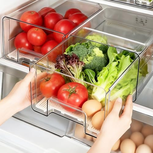 Piashow 1 organizador para nevera, cajones, caja de almacenamiento, posibilidad de apilamiento, transparente, para frutas, verduras y aperitivos