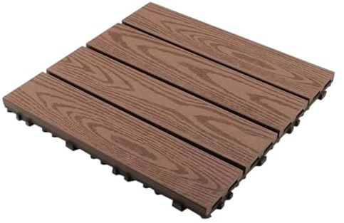 omiinitio Lames de terrasse imprégnées en bois composite résistant au soleil revêtement de sol sûr pour enfants animaux domestiques installation rapide des carreaux de jardin