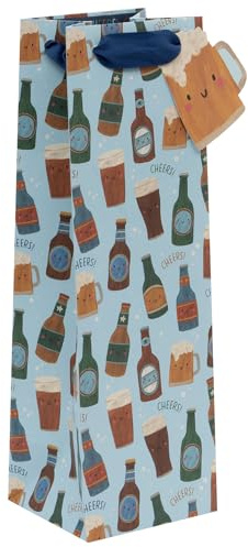 Glick Bottle Gift Bag - Beer & Cheers Design - 110 x 340 x 100mm, M