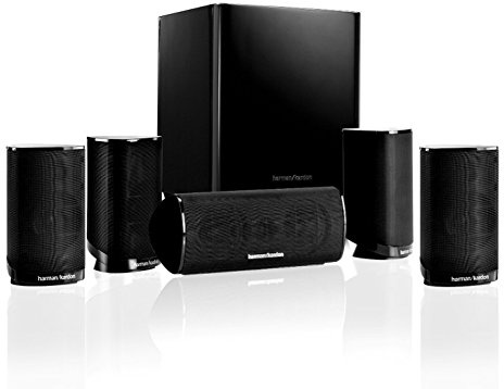 Harman/Kardon HKTS 9 5.1-Kanal Surroundsound Heimkino-Lautsprechersystem mit 4 Satellitenlautsprechern, 1 Center-Lautsprecher und 1 Aktivem Subwoofer mit 200 Watt Leistung - Schwarz