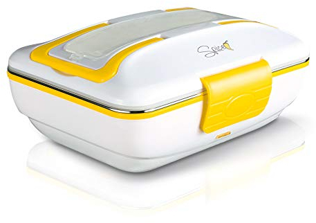SPICE - Amarillo Inox scaldavivande Elettrico vaschetta Estraibile Acciaio Inox - Coperchio con Guarnizione - Portatile Box portavivande Termico (0,9 L)