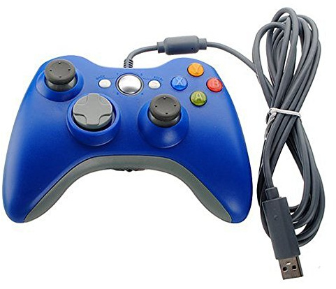 ameego Xbox 360 Game Controller USB Wired Gamepad Game Joystick Joypad for Microsoft & Windows PC (Blue)