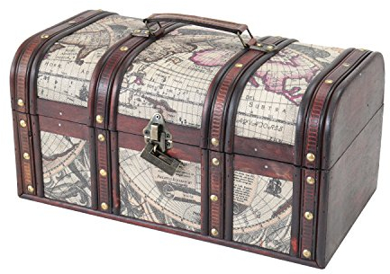 HMF 6410-159 Coffre au Trésor en Bois avec Serrure | 38 x 20 x 19 cm | Grand | Cuba