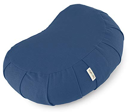 basaho CRESCENT Zafu Meditation Cushion | Organic Cotton | Buckwheat Hulls | Removable Washable Cover (Dusty Blue)