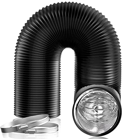 Hon&Guan 5 Inch 32 FT Long Air Ducting, Heavy-Duty Four-Layer Protection Dryer Vent Hose for Heating Cooling Ventilation and Exhaust with 2 Clamps, Black