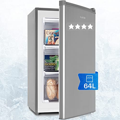 Klarstein Free Standing Freezer Fridge Mini Freezer for Bedrooms, Home & Office- 64 litres Net Capacity, Energy Efficiency Class A ++, 3 Drawers, Height-Adjustable Feet Mini Ice Cube Maker & Scraper