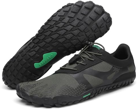 SAGUARO Unisex barfotaskor, snabbtorkande barfotaskor, badskor, löparskor, för utomhus, sport, minimalistiska, - Ja grön - 44 EU