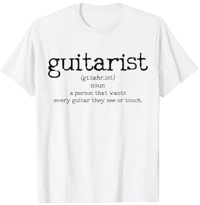 Gitarristen Apparel Co. Herren Vintage Gitarren Design Klassisch Kurzarm T-Shirt Weiß S