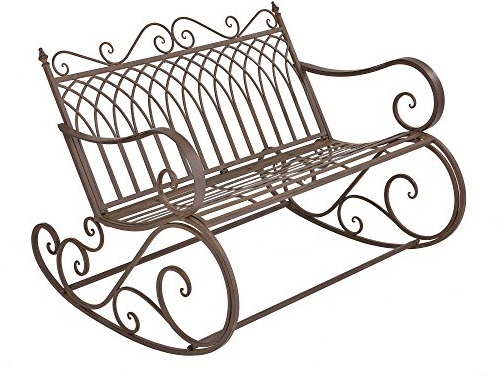 [en.casa] Schaukelbank Greenough 85x113x95cm Gartenschaukel für 2 Personen im Landhausstil Metall Edelrost-Braun