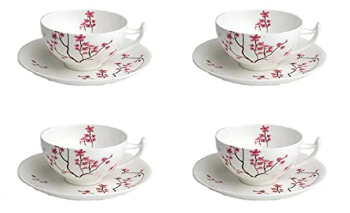 TeaLogic Cherry Blossom 4er Set Jumbotasse mit Untertasse