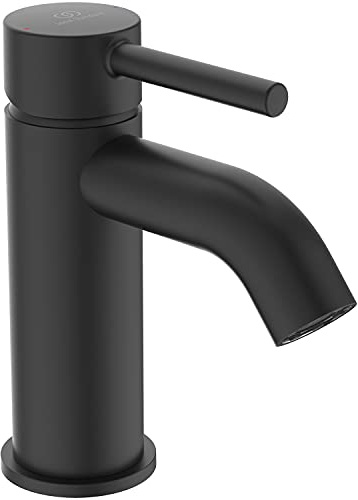 Ideal Standard BC822XG Ceraline Waschtischarmatur mit Push-Open Ventil, Bad-Wasserhahn mit Auslauf, Mischbatterie Waschbecken, Wassersparend, Schwarz (Silk Black)