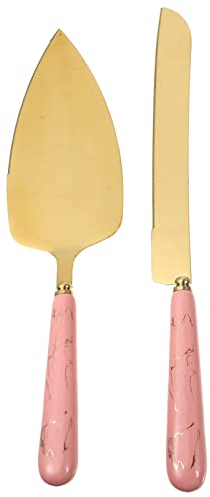 Angoily 1 Set Kuchenmesser Und Server Set Edelstahl Kuchen Schneidesatz Kuchenschneider Und Kuchenserver für Hochzeit Geburtstagsfeier Und Ereignisse Rosa