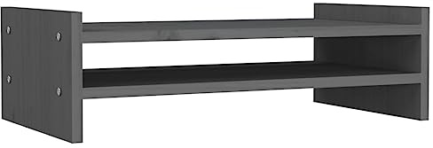 vidaXL Monitorständer Schreibtischaufsatz Monitorerhöhung Bildschirm Aufsatz Bildschirmerhöhung Bildschirmständer Grau 50x27x15cm Massivholz Kiefer