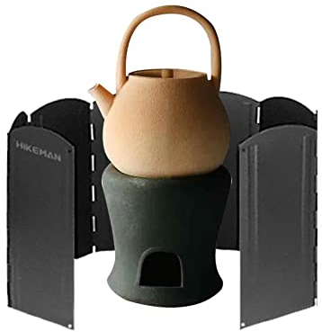 LOSOO Windschutz Für Gaskocher/Campingkocher, 8 Lamellen Aus Galvanisiertes Eisen, Faltbarer Windschutzscheibe Für Outdoor Grill,Öfen,Gaskochern