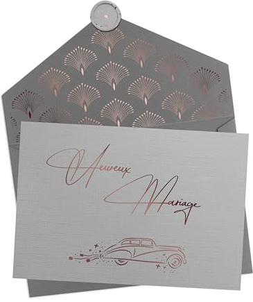 Joli Coon Carte de mariage - Heureux Mariage Originale Carte félicitations mariage avec enveloppe et sceau de cire