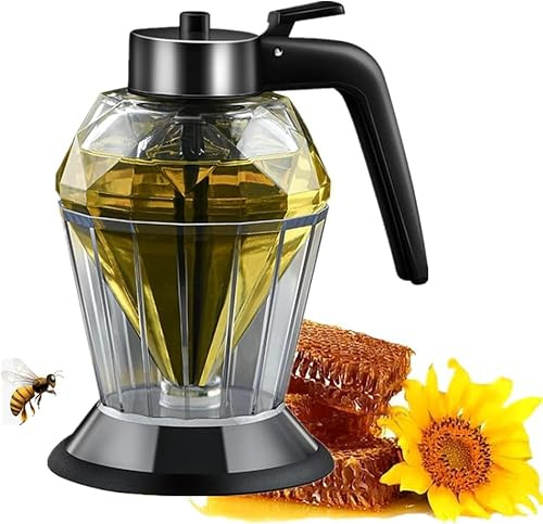 Diamond Honey Dispenser, Honey Dispenser Glass Honey Jars Transparent Glass for Syrup Sugar Sauces Condiments Diamond Shape(200ML)