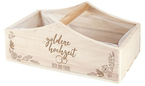 Herz & Heim Geschenkkorb mit Gravur zum Hochzeitstag (Goldene Hochzeit)