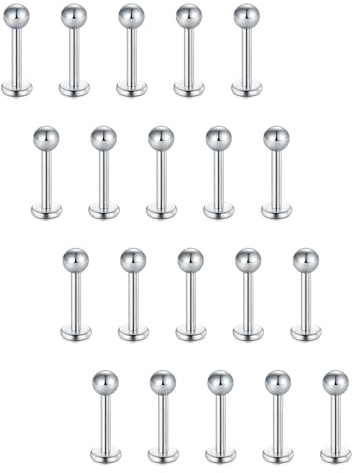 FECTAS 20stk Labret Lippenpiercing Ring Tragus Helix Piercing 8mm Chirurgenstahl Piercing Lippe Medusa Steckers Schwarz