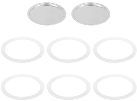 sourcing map Pièces de rechange pour cafetière expresso en aluminium avec 1 filtre et 6 joints d'étanchéité en silicone 82 x 71 x 5,5 mm pour cafetière moka de 12 tasses (argent)