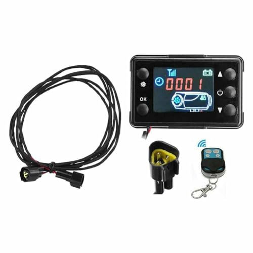 KWJNH Universal Diesel Air Heater Controller LCD Monitor Thermostat Switch with Remote Control for 12V 2kw/5kw/8kw Diesel Parking Heater,3 Meters Diesel Heater Extension Cable