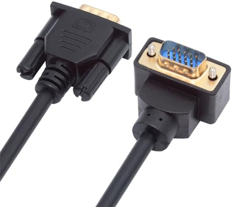 cablecc Cable de extensión VGA RGB macho a macho recto 3COAX+6C en ángulo de 90 grados para monitor proyector computadora