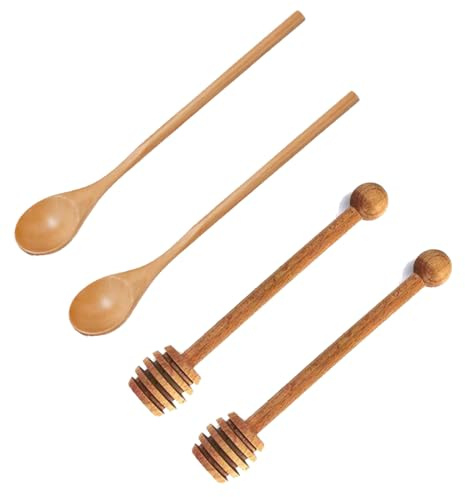 2pcs Honey Dipper Stick, 2pcs Long Handle Honey Spoon, Wooden Honey Dipper Stick for Honey Jar, Wooden Spoons Stirrer Cocktail Mixing Spoons for Home Kitchen