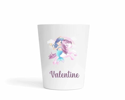 Gobelet Enfant Fille Personnalisé Sirène & Licorne – Gobelet Incassable 230ml Sans BPA – Tasse Prénom Crèche ou École – Cadeau Rentrée Scolaire Magique
