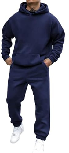 Battnot Jogginganzug Herren Sportbekleidung Trainingsanzug Herren Einfarbig Hoodie Mit Kapuze Langarm Mit Taschen Hausanzug 2-Teilig Kapuzenpullover Jogginghose Jogginganzug Set Klassisch Sportanzug