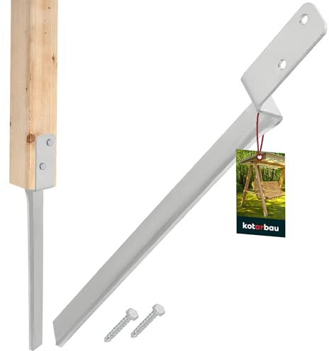KOTARBAU® Support De Poteau à Enfoncer - Acier Galvanisé - 50 cm - Argent - Ancrage Au Sol - L-Forme - Support Balançoire - Kit Ancrage Balancoire - Extérieur Jardin Sécurisé Résistant