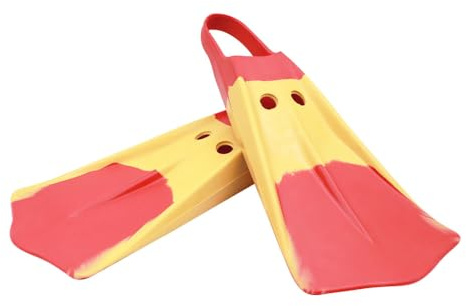 Voit Swim Fins Red and Yellow Small (Size 5-7): Legendary Swim Fin Design, Unisex, Dual-Density Rubber Construction, Boost Speed and Comfort in The Water, Duck Feet