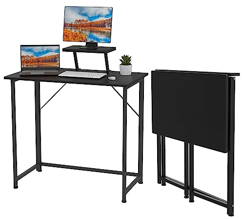 Faltbar Tisch Schreibtisch Computertisch klappbar,Portable Faltbar PC Tisch Klein Campingtisch klappbar Arbeitstisch Foldable Table Tisch mit Monitorständer Klappbarer Schreibtisch (Schwarz)