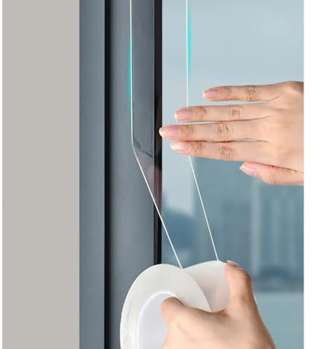 Cozylkx 5 cm x 10 Meter Transparentes Fensterdichtungsband, Wasserdichtes Fenster-Wetterdichtungsband, Selbstklebende Zugluftschutz-Dichtungsfolie Für Fenster Und Türen