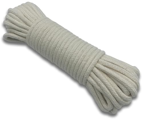 EDGEAM Corda in cotone naturale intrecciato da 10 m, spessore 6,5 mm, corda in morbido cotone per esterni, giardino, artigianato fai da te, ganci per piante, decorazioni per la casa, da appendere alla