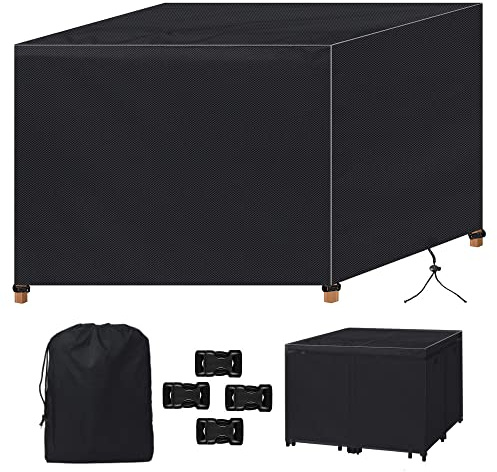 Rechteckige Abdeckplane für Gartentisch 180x120x74cm Schwarze Abdeckung Gartenmöbel Gartenmöbelabdeckung nach Maß