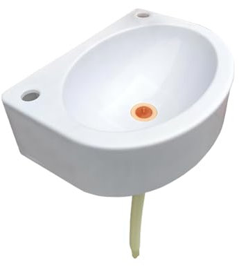 TYTFTDLD Lavabo semicircular, lavabo montado en la pared, lavabo pequeño,lavabo de plástico con drenaje,lavabo de baño,adecuado para uso interior y exterior[Drenaje de plástico 75cm]