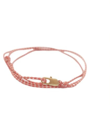 TRIPLE K&S Dünnes Wickelarmband Herren & Damen mit Karabinerhaken Verschluss Handmade - Maritimer Surfer Schmuck - Minimalistisches Stoffarmband (Red & White (Patterned))