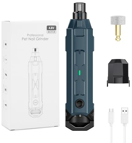 Ankilo Hund Nagelschleifer, Hundekrallenzange Leise Wiederaufladbarer Elektrischer Hund Nagelschneider 6-Gang, 3 Arten von Nagellack Port mit LED-Licht für Große Mittlere Kleine Hunde