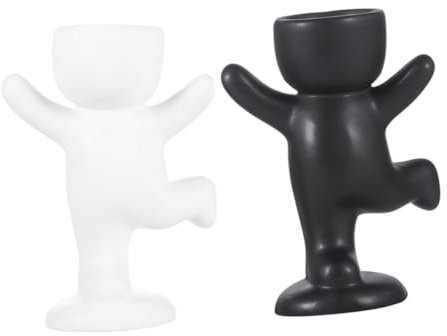 Garneck Entzückendes Humanoides Keramik-blumentopf-Set 2-teiliges Design Für Die Inneneinrichtung Zufällige Farbe