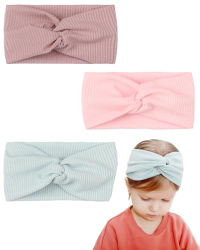 TPZORJX 3pcs fascia capelli neonata，Fascia Capelli Bambina Fascia Capelli Neonata Elastica Neonata Capelli Morbido Fasce per Capelli Bambina Fasce Neonata 0-3 Anni per Capelli (Rosa+Blu+Viola)