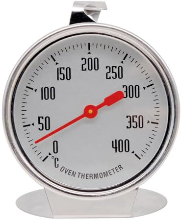 Griwuut Termómetro para horno, esfera de 0 ~ 400 ℃, termómetro de acero inoxidable, indicador de temperatura del horno de lectura instantánea, termómetro preciso para horno y horno
