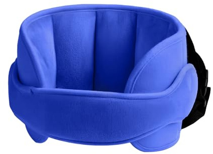 Kopfstütze Auto Kinder, Verstellbare Baby Autositz Nackenstütze, Blau | Polyester-Baumwolle, Ø20cm. Verstellbare Kopfstütze schützt Nacken beim Autoschlafen. Für Babys.