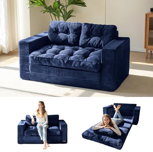 MAXYOYO Divano Letto Trasformabile, Materasso Pieghevole Letto Divano Trasformabile con 2 Cuscini, Superficie di Appoggio Extra 101x196 cm, Divano per Soggiorno e Camera da Letto
