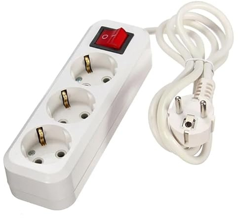 Steckdosenleiste - Deutsche 3-Fach Steckdosenleiste mit Schalter, 5m Länge, 3G-Kabel 1,5mm², weiß, ideal für mehrere Anschlüsse*