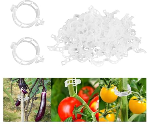 100 Stück Pflanzenclips, Pflanzenclips für Kletterpflanzen, Wiederverwendbar Tomaten Klammern, Pflanzen Clip für Kletterpflanzen, Blumen klammern für Gemüse Tomate Pflanzen Befestigung(Weiß)
