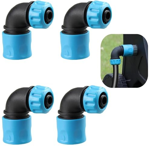 Lot de 4 Adaptateurs Coudés Rapides pour Tuyau D'arrosage, Adaptateur Coudé à 90°,Raccord Rapide Coudé,Raccord de Tuyau D'arrosage,raccord rapide de tuyau d'arrosage 1/2pouce