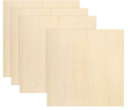 sourcing map 4Pcs Basswood Sheets 18 x 18 x 1/8 Inch Plywood Wood Panels Lightweight/Durable for Painting, Dollhouse, Aircraft Model